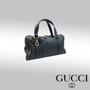 Gucci Medium Duchessa Boston Bag – Dark Blue Grey Leather with Leather Bow